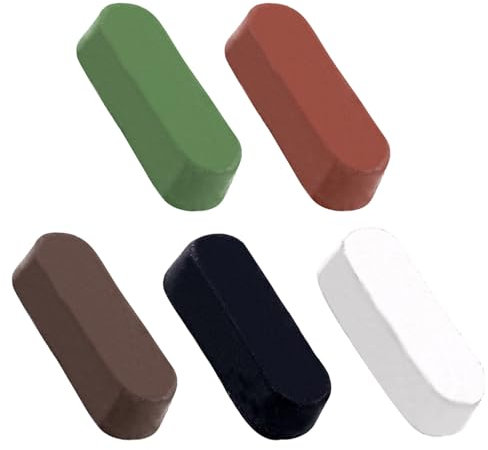 Tanstic 5Pcs Polishing Compound Kit, Buffing, Polishing and Cutting Compound Includes Black Emery, Brown Tripoli, White Diamond, Red Rouge, General Green