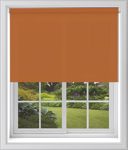 Burnt Orange Plain Dim Out Fabric Roller Blind Made To Measure Maximum of 90cm Width All Fitting Included Easy FIt Child Safe