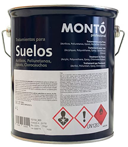 MONTÓ Pintura al Agua para Mantener, Proteger y Señalizar Suelos e Instalaciones Deportivas como Pistas de Tenis, Frontón, Fútbol Sala, Básquet, Balonmano. Pavikril (Montosport Suelos) (4L, Rojo 152)