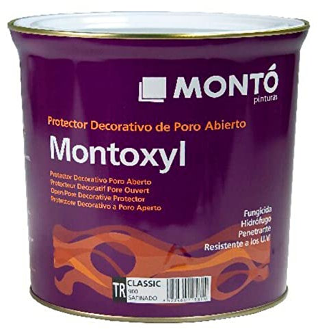 Tratamiento Protector Satinado o Mate de Madera al Disolvente, Transpirable, con Filtro Solar UV. Montoxyl Classic Mate (750ml, Sapeli 967 Mate)