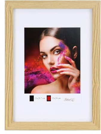 IDEAL TREND Holz Bilderrahmen Lifestyle Plexi Foto Rahmen Collage Wanddeko Poster HR-25: Farbe: Natur | Format: 40x60