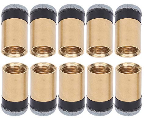 Dilwe Queue-Pool-Spitze, 10 Stück Billard-Snooker-Pool-Queue-Polspitzen-Ersatzteile Zum Anschrauben aus Kupfer-PU-Leder(11MM)