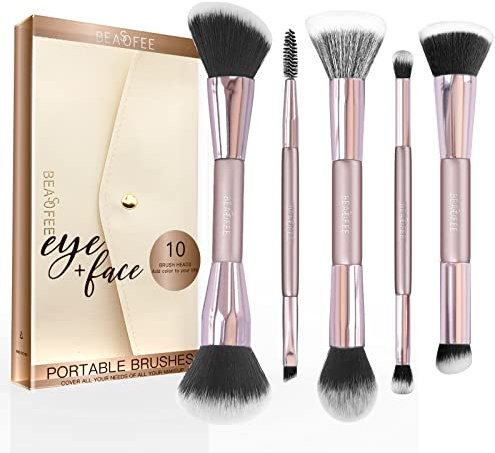 Make up Pinsel Professionelles Make up Pinsel Set, 5pcs Foundation Pinsel, Premium Synthetikborsten für Eyeliner, Augenbrauenpinsel, Rouge Pinsel, Concealer, Foundation Pinsel für flüssiges Makeup