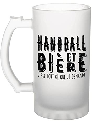 Planetee Chope de bière Handball et bière | Verre Pinte idée cadeau original | Imprimé en France