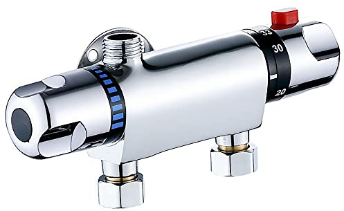 Thermostatic Bath Shower Mixer Tap, LASIEYO Chrome Wall Mounted Shower Mixer Bar Chrome Brass Diverter Valve Anti Scald Tap Bathroom Accessory Intelligent Constant Temperature