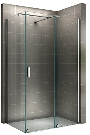 i-flair Cabina de ducha Nadine, 180 x 80 cm, mampara de ducha con puerta corredera en cromo, cristal de seguridad templado de 8 mm, cristal transparente, montaje a izquierda y derecha