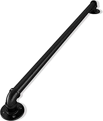 Handrails for Stairs Indoor Outdoor Stair Handrail Handrail For Stairs Indoor Outdoor Steps, Against The Wall Stair Banister Handrails Corridor Support Brackets Kit, Black Metal Wrought Iron External