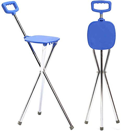 ANIFM Gehstockhocker, Klapphocker für Gehstöcke, Dreibein für Gehhilfe, Hocker mit Gehstock mit Sitz, Gehstock für alte Männer, Hocker mit Krücken für ältere Menschen, 87 cm Comfortable Anniversary