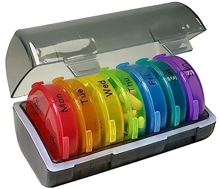 Tablettenbox 7 Tage Morgens Mittags Abends, Rund Pillendose 3 Fächer, Tablettendose Wochenbox Pillenbox,Medikamentenbox für die Hand- oder Hosentasche, um Vitamin- und Medikamente aufzubewahren