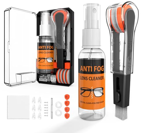 Glasses Cleaner,8 in 1 Glasses Cleaning Kit with 24H Anti Fog Eyeglass Cleaner Spray| Portable Glasses Cleaner Tool|Eye Glass Clean Cloths, Glasses Anti Slip with Soft Eyeglass Nose Pads & Ear Grip