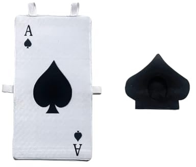 Uposao Spielkarte Kostüm für Erwachsene Halloween Pik As mit Hut Verkleidung Karten Kartenspiel Kostüm für Fasching Karneval Halloween Erwachsene Herren Damen 100 x 50CM