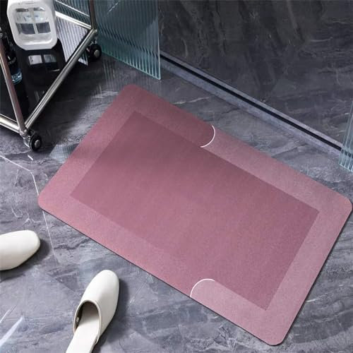 Absorbierender Badematte Badezimmerteppich Badteppich Badvorleger, Waschbarer Rutschfeste FußMatten, Super Absorbierende Schnelltrocknende Badematte füR Badewanne, Duschraum, KüChe 50x80cm, Purple