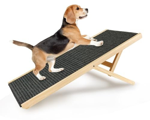 Klappbar Hunderampe Holz 100x43x45cm Hundetreppe Für Große Katzen Und Hunde Anti-rutsch Hundeeinstiegshilfe Für Bett Sofa Oder Auto Haustiertreppe Bis 100kg Tragbare Tierrampe Höhenverstellbar ( Color