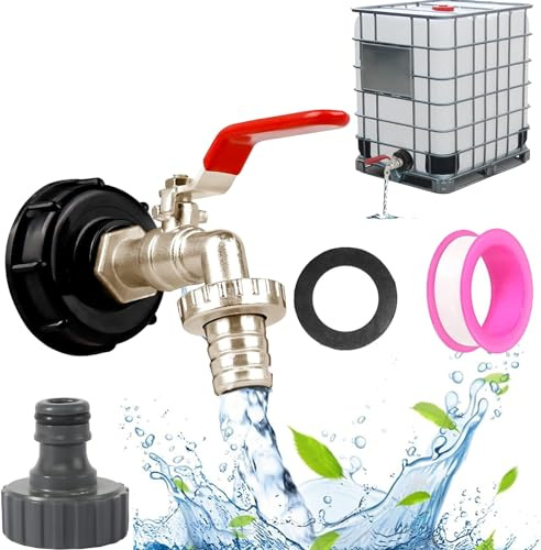 hufhnwso Robinet Cuve 1000L 3/4 IBC Adaptateur1000 litres de Réservoir de Vidange S60X6 pour de Raccord Jardin Raccord