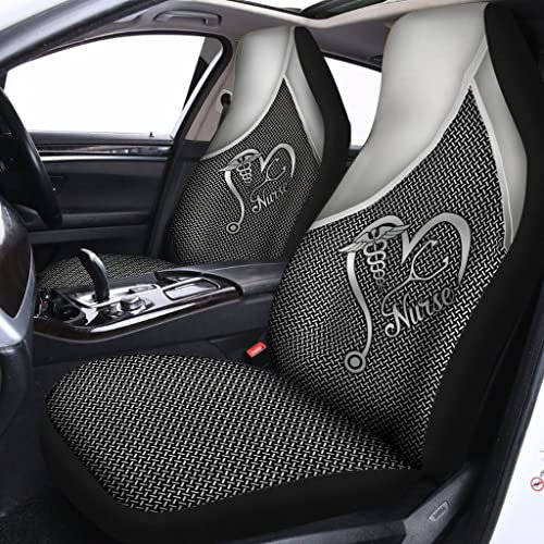 2 Stücke Autositzbezüge Vordersitze Krankenschwester, Caduceus, Stethoskop, Herzform Auto-Zubehör Sportliche Autositzbezug 52X138Cm Für Anhänger, Fahrzeuge, Wagen