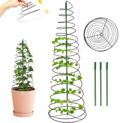 Bean Trellis for Pot, 2024 Neu Rankobelisk Spalier, Dehnbar Rankhilfe Rankgitter Beschichtetes Metall Garten Rose Decor Trellis für Kletterpflanzen, Kletterhilfe, Rosen und Blumen (1PC)