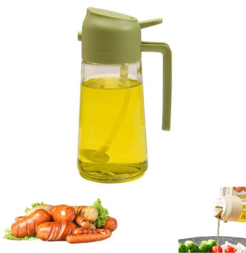 tkerinse Oil Sprayer for Cooking, Olive Oil Sprayer Mister, 2 in 1 Olive Oil Dispenser Bottle for Kitchen, Refilable Olive Oil Pump Spray Bottle for Baking, Frying, BBQ, Salad, Cooking(Green)