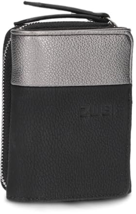 Zwei Damen Portemonnaie Eva EVW15 kompakte Geldbörse, 6 Kartenfächer, EIN Scheinfach, EIN Sichtfach, Münzfach außen, Fach für Einkaufswagenmünze, moderner und eleganter Geldbeutel (Cosmos-Black)