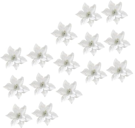 ORFOFE Handwerkskunst Künstliche Blumen 13cm Silber Glitter Weihnachtsbaum Für Urlaub