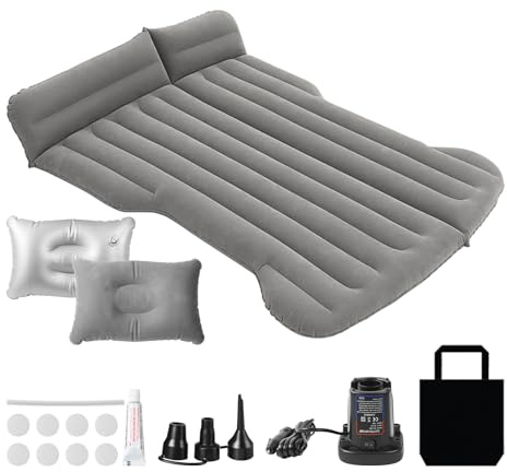 Gemsaya Materasso auto per Tesla Model Y, materasso gonfiabile per auto, con pompa ad aria, doppio lato ispessito, floccaggio automatico con cuscino, campeggio, letto gonfiabile, per bagagliaio,