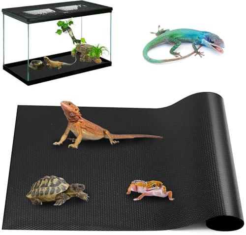 FUAAOLIY Bearded Dragon Tank Accessories, 45x200cm Large Non-Stick Reptile Carpet Substrate Terrarium Tank Liner Carpet, Waterproof Reptile Bedding Floor Mats for Snakes, Leopards, Geckos, Lizards