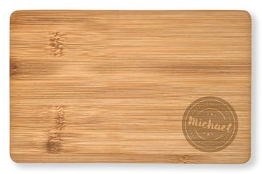 Massives Schneidebrett mit Gravur - individueller Name, Text oder Spruch - Bambus-Holz, abgerundete Ecken, 22x14cm, personalisiertes Frühstücksbrettchen (Bambus)