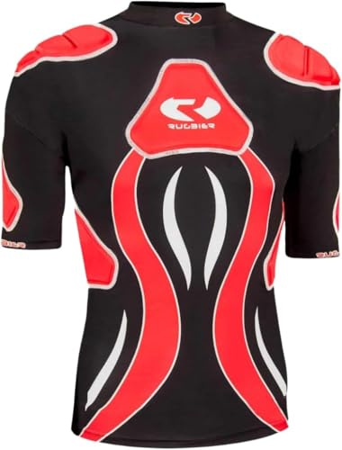 Rugbier – Épaulière de Rugby Professionnelle pour Hommes - Modèle Vulcano Rouge/Noir – Protection de Rugby Rembourrée - Catégories Masculines (XS)