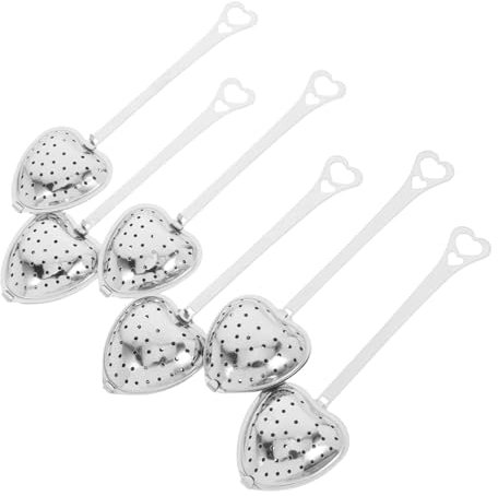 Gatuida 6pcs Heart-Shaped Tea Strainers Infusers Handle for Brewing Loose Leaf Tea Office Fine Mesh Design for Clean Steeping