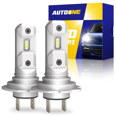 AUTOONE H7 Bulbs, 40000LM 6500K White Super Bright, Real Mini 1:1 Halogen Size, No Adapter Needed, Non-polarity Plug and Play H7LL Fanless Fog Replacement Bulb, Pack of 2
