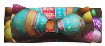 SSIULUS Buntes Osterei-Haarband mit Schleife, weiches Polyester-Haarband mit niedlichem Schleifen-Design, dehnbar und bequem