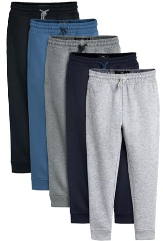 NEXT Garçon Pantalon de Jogging Slim Basique, Lot de 5 Bleu/Gris/Noir 8 Ans