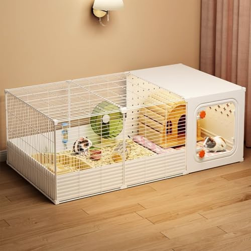Hamsterbur med tillbehör, marsvin råttbur små marsvin burar inomhus upphöjt chassi för enkel rengöring av små djursbur (105 x 35 x 35 cm)