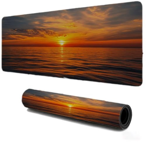 Alfombrilla Ratón Gaming XXL 1000x600, Mejora la Velocidad y la Precisión, Puesta del Sol Mar Mouse Pad Antideslizante, Alfombrillas Raton de Oficina y Casa, Accesorio Gaming para Ratón Teclado S-305