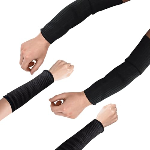 2 Paar Schnittfeste Ärmel 40cm und 20cm Unterarmschutz Arm Sleeves Schwarz | Schnittfeste Armschützer Wear Schnittfeste Ärmel für Haut Blutergüsse Schneiden für Garten Kochen Küche Garage Arbeit