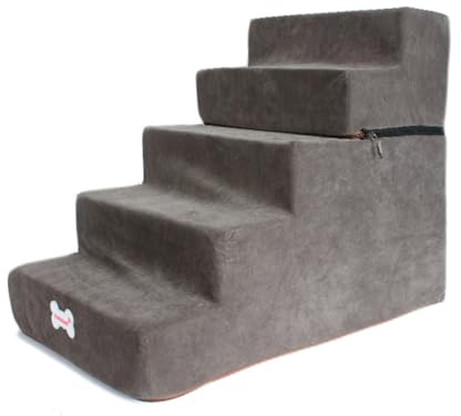 Hundetreppe - 5 Stufen -Haustierleiter | Abnehmbare Abdeckung, Atmungsaktiven Stoff, Sofa -Bett -Stufe, Leichtes Design | Hunde, Katzen, Innenmöbel Zugang, Couch, Stuhl, Schlafzimmer
