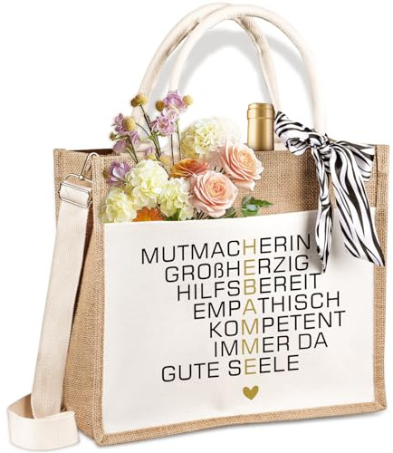Giftota Hebamme Geschenk - Jutetasche - Faltbare Wasserdicht Einkaufstasche für Hebamme - Geschenke für Frauen - Jute Tote Bag - Shopper - Strandtasche