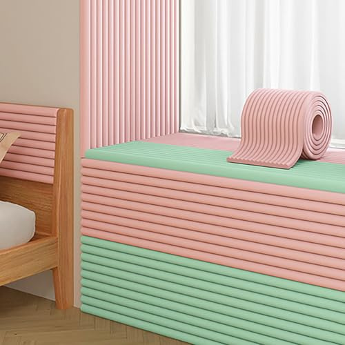 Generisch Wandpaneele Gepolstert für Kinderzimmer - 200 cm Wandpolster Selbstklebend, 1.2cm Dick Anti-Kollision WandkissenWärme und Kälteschutz für Schlafzimmer, Spielzimmer,Rosa,30cmx200cm 1pcs