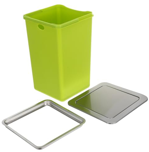 Cabilock Cubo de Basura Empotrable para Encimera de Acero Inoxidable con Tapa Abatible Silenciosa Cesto Integrado para Cocina y Baño Ahorro de Espacio y Eliminación Rápida de Residuos