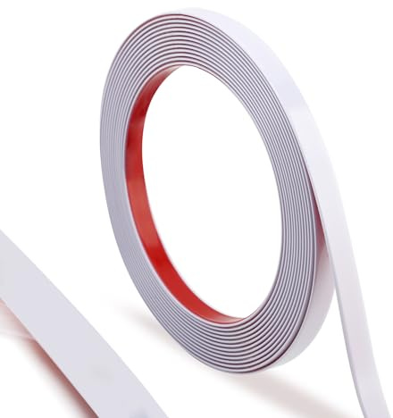 Trimold Moulure de Bordure Brillante Blanche à Décoller et Coller, Flexible, Design de Bordure pour Miroir, Moulure pour Bord de Mur, Plafond, Plancher, Armoire, Carrelage, 1,64 m x 0,66 cm