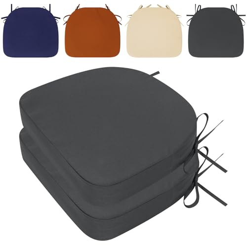 RUIXUAN 2pcs Stuhlkissen mit Bändern 50x50x8 Set für den Außenbereich, wasserdichte Schaumstoff Sitzkissen Garten Sitzpolster Stuhl Terrassenstuhlkissen m Esszimmerstuhl Stuhlauflage (grau-2pcs)
