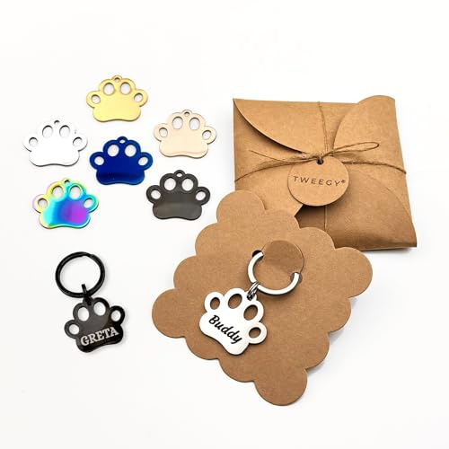 Hundemarke & Katzenmarke Personalisiert aus Edelstahl von Tweegy - Inkl. Beidseitiger Gravur & Geschenkverpackung - Tiermarke für Hunde & Katzen | Graviert in Deutschland (Silber, S (25mm))