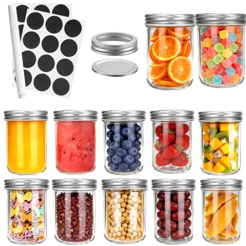 Revkknv 12 Pack Tarros Pequeños 250ml,mini Tarros de Cristal Herméticos