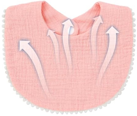 Generisk bomull barnbib, muslin-drev, bomull gasväv salivhandduk bandana dregel haklapp – ventilerande tyg barn – tandtillbehör för barn, flickor, familj, ROSA, Siehe Beschreibung