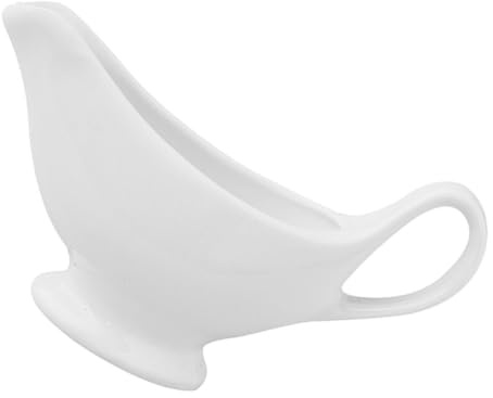 LIFKICH Barca per Salsa in Porcellana Bianca con Manico, Salsiera Portatile Raffinata per Salse Calde e Fredde, per Cucina e Tavola