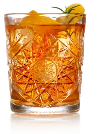 Hobstar double Old Fashioned Lunettes 340,2 gram/340 ml – Lot de 4 – Vintage Verres à Whisky en verre taillé par Libbey