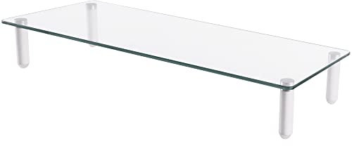 DIGITUS Universal Monitor-Erhöhung aus Glas - Bildschirm-Ständer - Traglast 20 kg - Rutschhemmend - Füße in Weiß