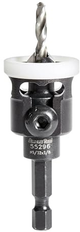 Amana Tool - (55296) Carbide Tipped 82° Countersink with Adjustable Low Friction Depth Stop, 3/8 Dia x 5/32 Drill Dia x 1/4 in