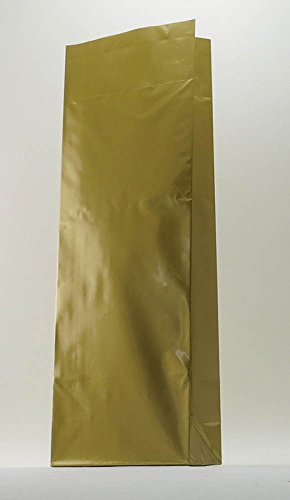 25 Goldene Blockbodenbeutel, Papiertüten für kleine Geschenke, Tee, Kaffee etc. 70mm x 40mm x 205 mm; 1a Qualität mit Pergamineinlage
