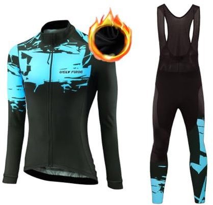 UGLY FROG Completo Ciclismo Donna, Maglia Maniche Lunghe + Bib Pantaloni Set Professionale per MTB Ciclista Bici da Corsa Città Invernale Fleece Cold Wear