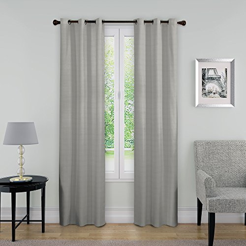 ECLIPSE Blackout Curtains for Bedroom - Nikki 40 x 84 Thermal Insulated Single Panel Grommet Top Room Darkening Curtains for Living Room, Grey